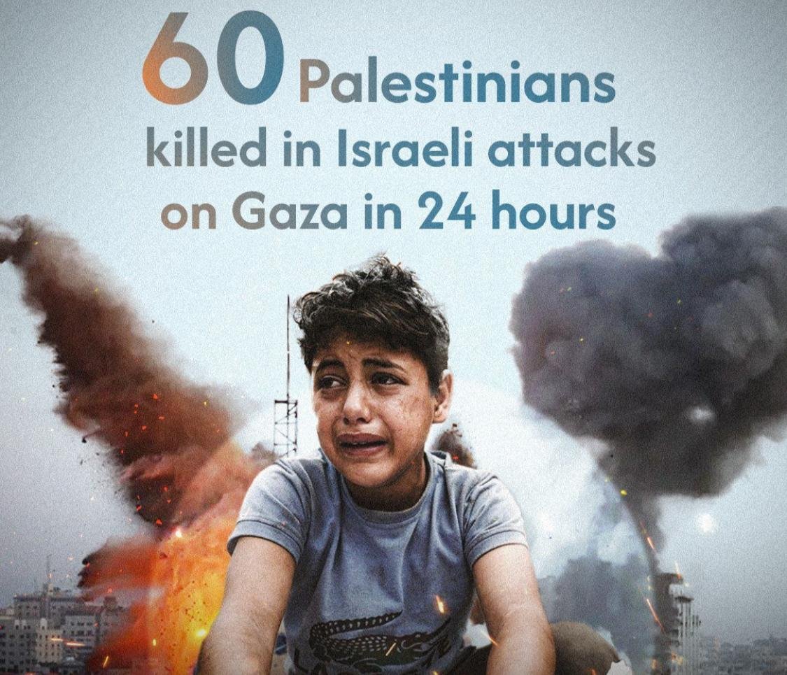 60 Palestinians killed in Israeli attacks on Gaza in 24 hours